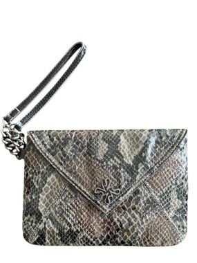 Elegant Snakeskin Wristlet Clutch Purse Vegan Leather Black …